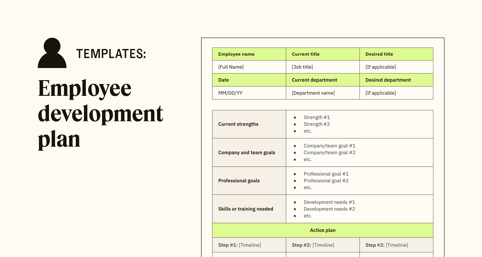 A preview image of an employee development plan template.
